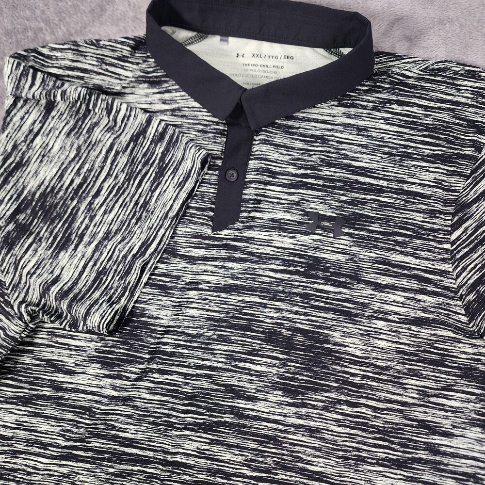 Under Armour XXL Black White Iso-Chill ABE Twist 2XL Cooling Polo Shirt Stretch